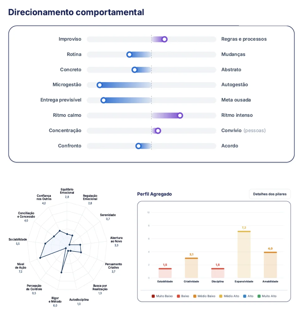 Relatório comportamental do candidato no RH Tracker